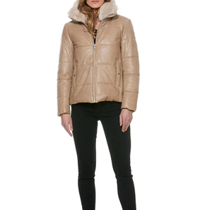 2024 Winter Solid <b>Women</b> <b>Crop</b> <b>Puffer</b> Down Bomber Leather <b>Jacket</b> New Breathable Fabric <b>Jacket</b> Trending Fashion - Product Image 4