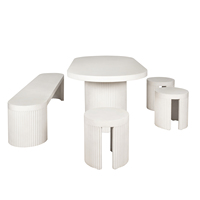 Mesa de Comedor de Hormigón Moderna y Ecológica, Ovalada, para 8 Personas, con Impresión de Logotipo Gratuita, para Uso Comercial en Hoteles y Entradas, Precio al por Mayor
