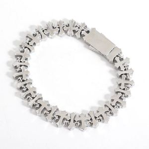 Hot Popular <b>Men</b>/Women's Bling CZ Diamond Pave Cross-Link <b>Bracelet</b> Tennis Chain with Iced Style Hip Hop Jewelry & Accessories - Product Image 4