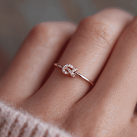 Bague en zircon à nœud infini en gros personnalisée en vrac, plaquée or S925, bijoux de couple