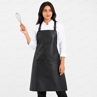 Tablier en cuir pour femme, uniforme de chef, usage restaurant/bar, noir, tissu tissé, fermeture à bouton-pression, manches longues
