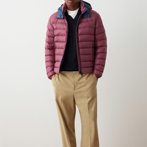 High Quality Custom OEM Coated <b>Long</b> Hooded Zipper Puffer <b>Jacket</b> for <b>Men</b> with Front Logo Casual Winter and Pockets - Product Image 2