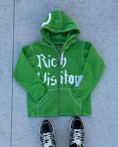 เสื้อมีฮู้ดพิมพ์ซิปโอเวอร์ไซส์สำหรับผู้ชาย360ขนแกะผ้าฝ้ายลายกราฟิก100% ออกแบบได้ตามต้องการ - Product Image 1