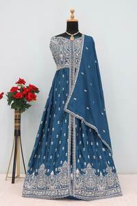 Nouvelle tendance vestimentaire élégante, salwar kameez en soie chinon avec des sequins et des broderies, fabricant de mode féminine au prix le plus bas - Product Image 6