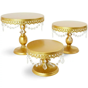 Hot Selling Best Quality Metal Round <b>Cake</b> <b>Stand</b> for Serving <b>Cake</b> for Home & Party Tabletop Decorate Set in 3 Pcs Crystal Design - Product Image 3
