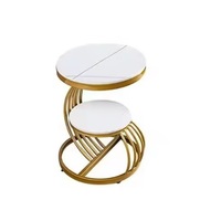 Ensemble de deux tables basses en aluminium au design moderne, cadre en fer noir, table d'appoint de salon, cuisine, chambre à coucher, meubles de maison