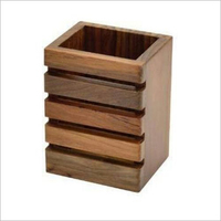 Haute qualité rotatif bambou en bois organisateur de bureau en acier inoxydable bureau stylo porte-crayon bureau papeterie stockage Caddy tasse