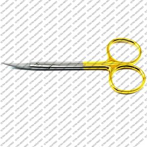 Fine Stainless Steel IRIS Scissors Curved TC 11.5 cm 4.5 Inch Surgical Instruments Reusable <b>Tungsten</b> Carbide Medical Manual A+ - Product Image 3