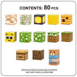 Cubi Magnetici in Plastica EPT <span class=keywords><strong>2</strong></span>.5cm, Blocchi Pixel, Gioco di Costruzione Voxel Art, Set STEM Sandbox World 48-108 Pezzi - Product Image 3