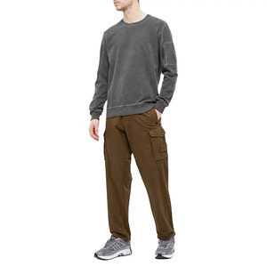 Moda cuello redondo básico Vintage lavado sudaderas 380g hombres desgastados jerséis sueltos - Product Image 4