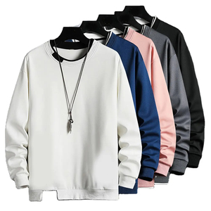 เสื้อสเวตเตอร์ผ้าฝ้าย100% สำหรับผู้ชายเสื้อคอกลมสีพื้นมีลวดลายตามสั่งสำหรับฤดูหนาวสินค้าใหม่ - Product Image 1