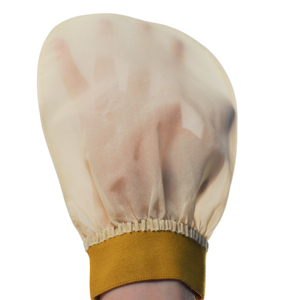 100% Mulberry Silk Custom Design Bath Glove Body Use Yellow Exfoliating Scrubber Smell <b>Removing</b>/Dehumidification Eco-friendly - Product Image 1
