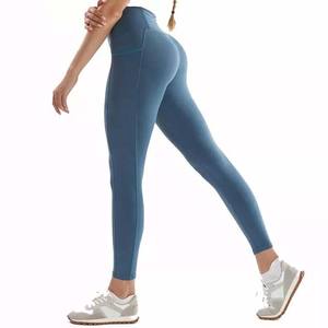 New Design <b>Hot</b> Selling Women Clothing Summer Wear Light Weight Mid Waist Solid Color Polyester Spandex Women <b>Leggings</b> 2025 - Product Image 3