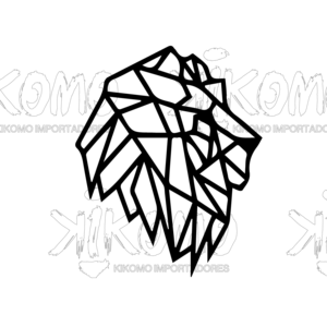 Cuadro de León Geométrico en MDF Negro - Product Image 1