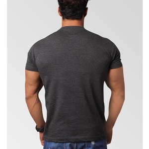 Camiseta de manga corta gimnasio culturismo Etiqueta Privada cuello impresión Logo básico transpirable entrenamiento algodón camisetas - Product Image 3