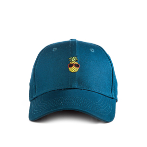 Blue Unisex Baseball <b>Cap</b> With Pineapple Embroidery Front Panel 6-Panel Adjustable Fit Cotton Casual <b>Hat</b> Spring Summer Wear - Product Image 1