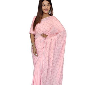 Sari de seda pesada de último diseñador con diamante pesado y trabajo en piedra Sari elegante y lujoso - Product Image 1