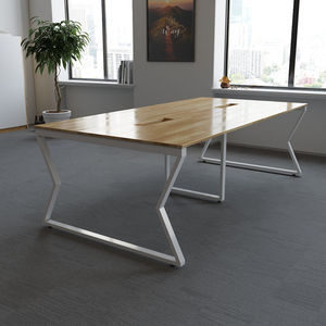 SFMC010 Modern Design 3-Legged Rectangle Wood Board Stable Meeting <b>Table</b> for 6 - Product Image 2