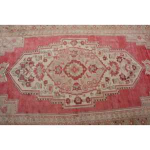 Classique Rouge Beige Laine Tapis 4.3x10.3ft Vintage Turc Patchwork Conception Latex pour Salon Décor 9x12 Salon Tapis - Product Image 5