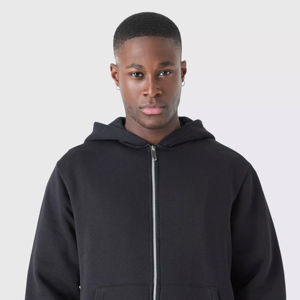 2025 Men's Customizable 100% Cotton Heavyweight Zipper Hoodie Winter Solid Pattern <b>Fleece</b> Blank OEM Plain Dyed <b>Sweatshirt</b> - Product Image 3