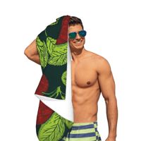 Trendy moderne donkergroene badhanddoek met fruitmotief van polyester - snel drogend, aanpasbaar zomerstrandaccessoire