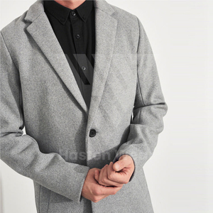 100% cachemire laine matériel fait longs manteaux personnaliser Logo broderie bouton fermeture coupe ample Trench pardessus pour homme - Product Image 2