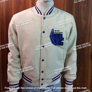 Chaqueta de equipo universitario para hombre con logotipo bordado de marca personalizado algodón polar cuello alto transpirable ecológico Pakistán - Product Image 2