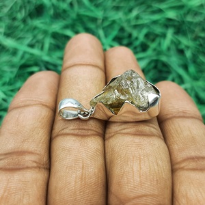 Fabriqué à la main en argent Sterling 925 rond Citrine pierre précieuse pendentif à facettes Flatback pierres précieuses Cabochon Design bijoux pour enfants - Product Image 4