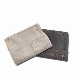 Tablier de barbier professionnel en toile délavée avec bretelles en cuir de couleur unie, cape de coupe de cheveux pour salon de coiffure - Product Image 5