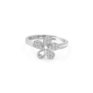 NOVAMART Fine Zarkan Pure <b>925</b> <b>Silver</b> <b>Ring</b> with Cute Flower Geometric Pattern Rhodium/Gold Plating for Everyday Wear Wedding Hand - Product Image 4