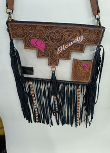 Handmade Genuine Leather Hair Hide Fringe Crossbody Bag Western Boho Messenger <b>Handbag</b> Women Eco Friendly Durable Single Strap - Product Image 5
