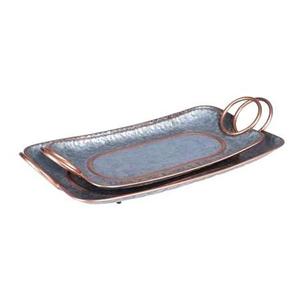 Ensemble de 3 plateaux de service en métal demi-rond en laiton pour la maison et l'hôtel Plateaux de service pour aliments et boissons, - Product Image 3