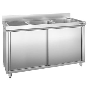 ตู้ซิงค์เชิงพาณิชย์ PREMIUM - สแตนเลส - 1600x700 มม. - พร้อมอ่าง 2 หลุม ด้านขวา - Product Image 3