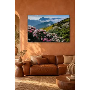 Impression sur toile Fida Pink Azalea Mountain Slope Above the Clouds - Product Image 1