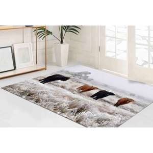 Alfombra de Vaca Highland: Decoración Rústica Impresa en 3D, Alfombra Delgada No Tejida - Product Image 2