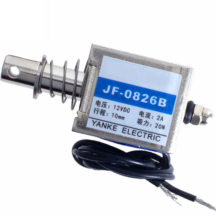 1 개 JF-0826B DC6V 12V 24V 오픈 프레임 솔레노이드 10mm 스트로크 푸시 풀 타입 전자 DC 전자석 20N 힘