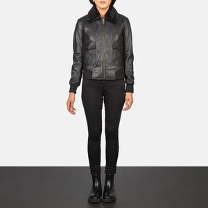 Chaqueta Bomber de Cuero PU Negro Metálico Original Vintage de Alta Calidad para Mujer con Cierre de Cremallera Fácil de Usar de Bearfit - Product Image 2