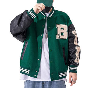 Unisex Vintage Varsity College sudadera chaqueta de hombre Stand Collar béisbol Streetwear con parche de logotipo frontal - Product Image 1