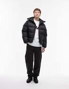 Puffer Jacket Wholesale Custom Lightweight <b>Quilted</b> Puffer Winter Jacket Baggy Oversized Windproof Hooded Down Jacket for Men's - Product Image 4