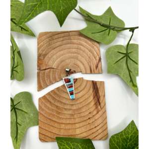 Zuni Handmade Multi-Color Stone and Sterling <b>Silver</b> Pendant with Rhodium Plating Religious Style Rose Gold Jewelry <b>Charm</b> - Product Image 1