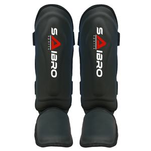 Espinillera de cuero PU profesional personalizada transpirable boxeo MMA engranaje logotipo impreso para Karate Muay Thai protección de artes marciales - Product Image 1