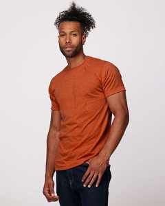Tultex 241 Venta al por mayor Ecológico Secado rápido 200g Tela Ultra Poly Blend Plain Heather Orange Camiseta de cuello redondo para hombre 65% - Product Image 2