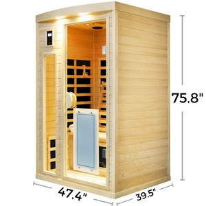 ห้องซาวน่าอินฟราเรดแบบเฮมล็อคสำหรับสองคน พร้อมไฟอ่านหนังสือและไฟสี - Product Image 5