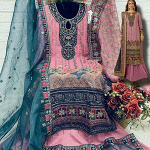 Seasons Finest Winter Wear for Adults Organza Shalwar Kameez with Pearl Embroidery Santoon Bottom <b>Indian</b> & <b>Pakistani</b> <b>Clothing</b> - Product Image 1