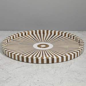 CUTE PLATEAU Plateau de service fait à la main Incrustation d'os de luxe Ramadan Petit déjeuner Nourriture Fruits Café Thé Plateau décoratif à bas - Product Image 1