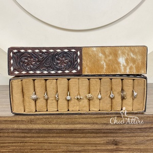 2025 vente chaude de luxe à la main en cuir de vachette velours bijoux et boîte à bagues concepteur organisateur d'affichage pour les femmes mallette de rangement - Product Image 1