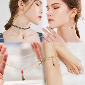 Breloques de maquillage en forme de rouge à lèvres, pendentifs de collier porte-clés en émail mixte pour femmes, pour la fabrication de bijoux DIY et l'artisanat - Product Image 5