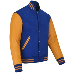 Varsity Custom Embroidery Men's <b>Jacket</b> Pure Leather <b>Mandarin</b> <b>Collar</b> Hooded Winter Casual Warm Wool Fleece Cheap Letterman Style - Product Image 2