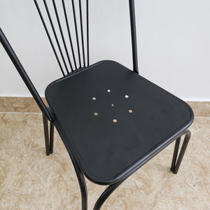 GCF005 Industrial Style <b>Restaurant</b> Furniture Iron Cafe Chair with Backrest Rustic Dining <b>Set</b> Satin Iron Finish - Product Image 3