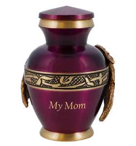 โกศบรรจุอัฐิมนุษย์ อลูมิเนียม ลายปีกนางฟ้าสีม่วงทอง พร้อมตัวเลือกการสลักข้อความ - Product Image 5